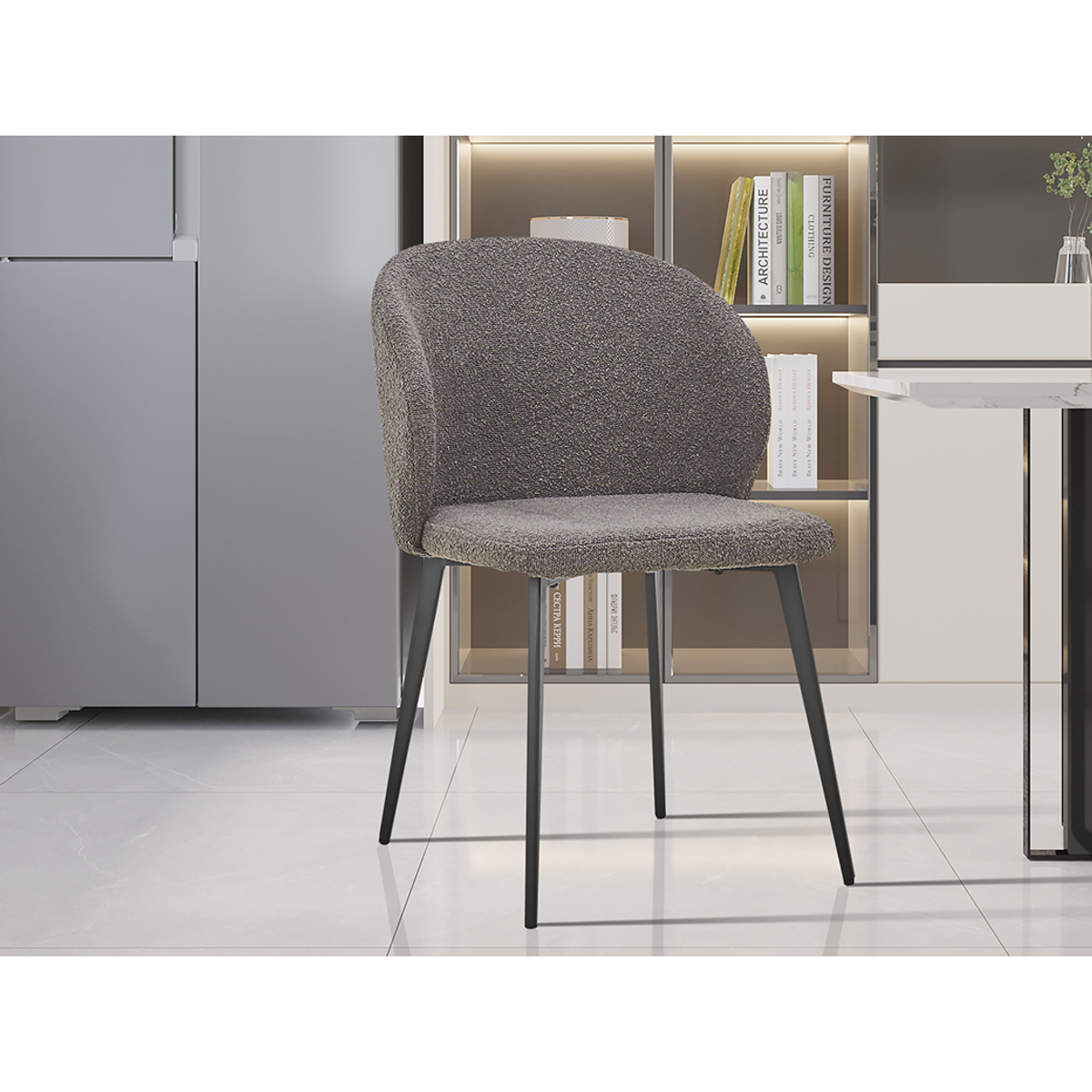 Interiax Chaise de salle à manger Livia Bouclé Gris