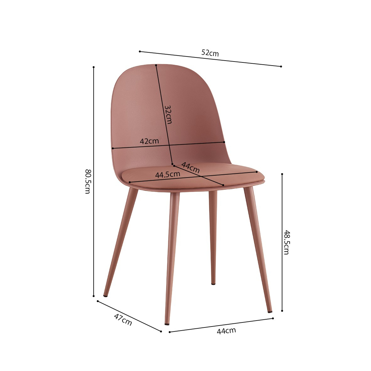 Interiax Eetkamerstoel FÃ© Zitting PP Kussen PU Terracotta
