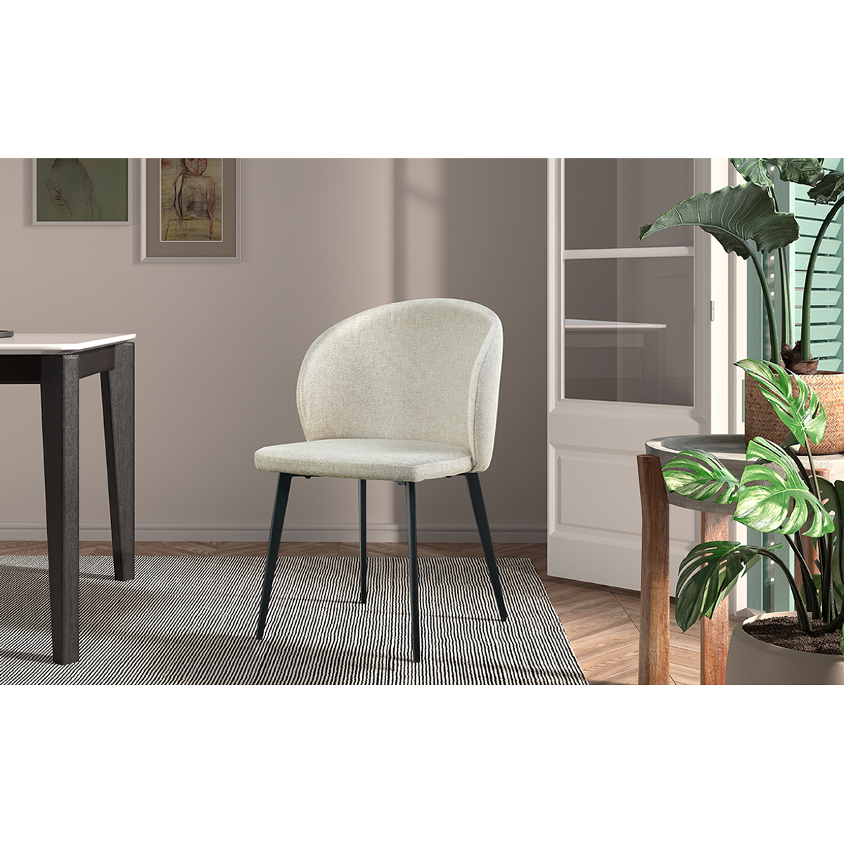 Interiax Eetkamerstoel Livia Stof Beige