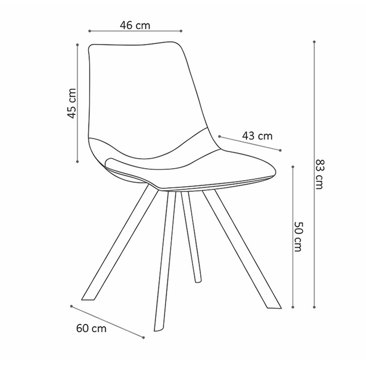 Interiax Chaise de salle à manger Anna PU Noir
