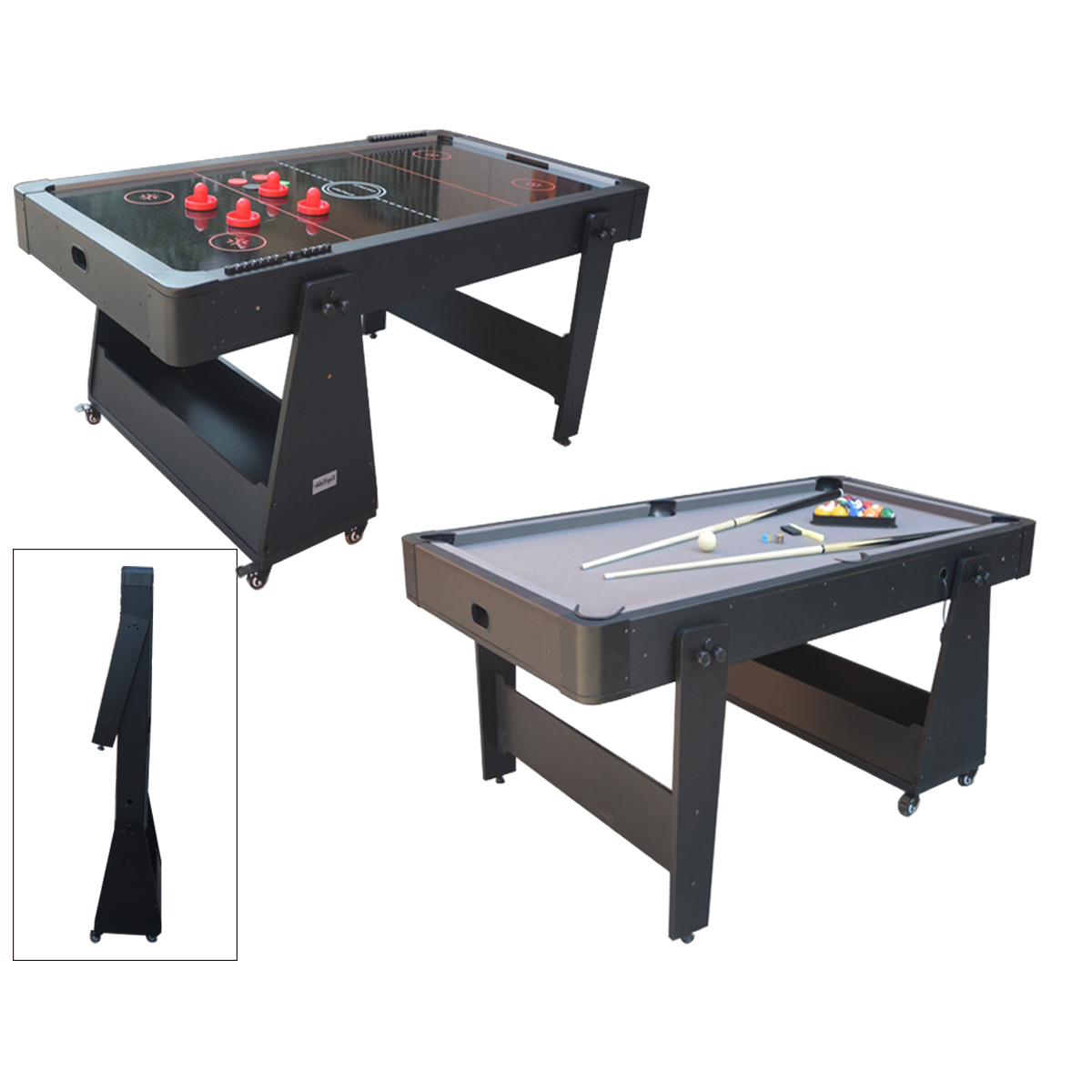 Top Table Airhockey/Pooltafel Twist 2in1 Grey/Black 5FT