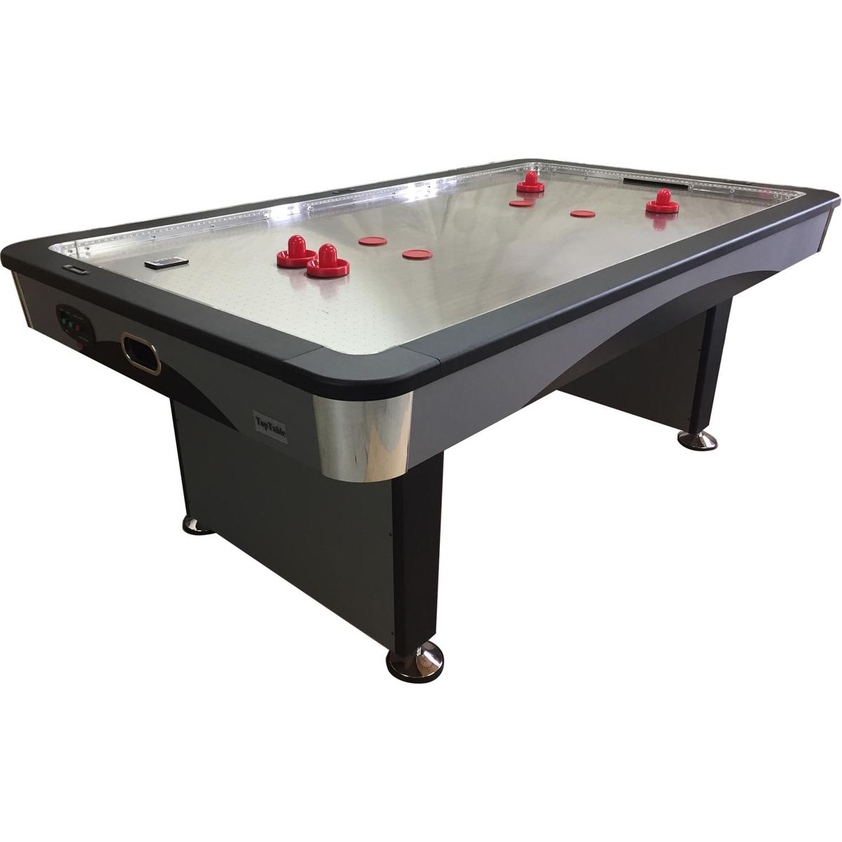 TopTable Fast Flash Steel & Multi LED Airhockeytafel Zwart/RVS 7FT