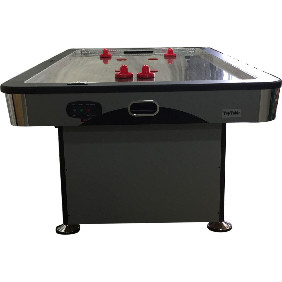 TopTable Fast Flash Steel & Multi LED Airhockeytafel Zwart/RVS 7FT