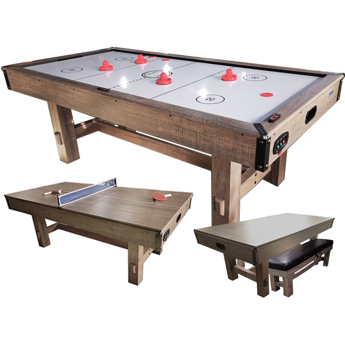 Top Table Dining Airhockeytafel Timber Met Tafeltennis 7FT