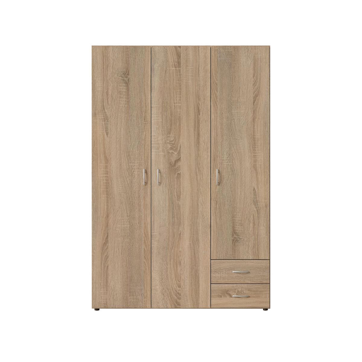 Interiax Kledingkast 'Saar' – 3 Deuren, 2 Lades, 1 Hanger & 3 legplanken | Sonoma Eik | 176x121x51 cm