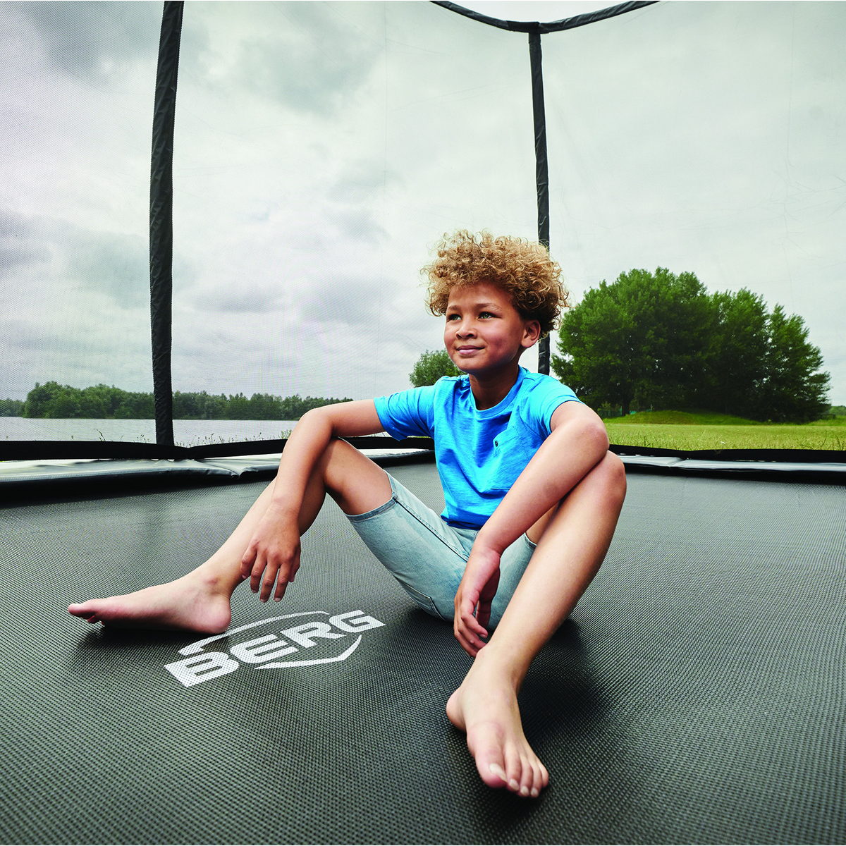 BERG Grand Champion InGround 470 Grey + Safety Net Deluxe Trampoline