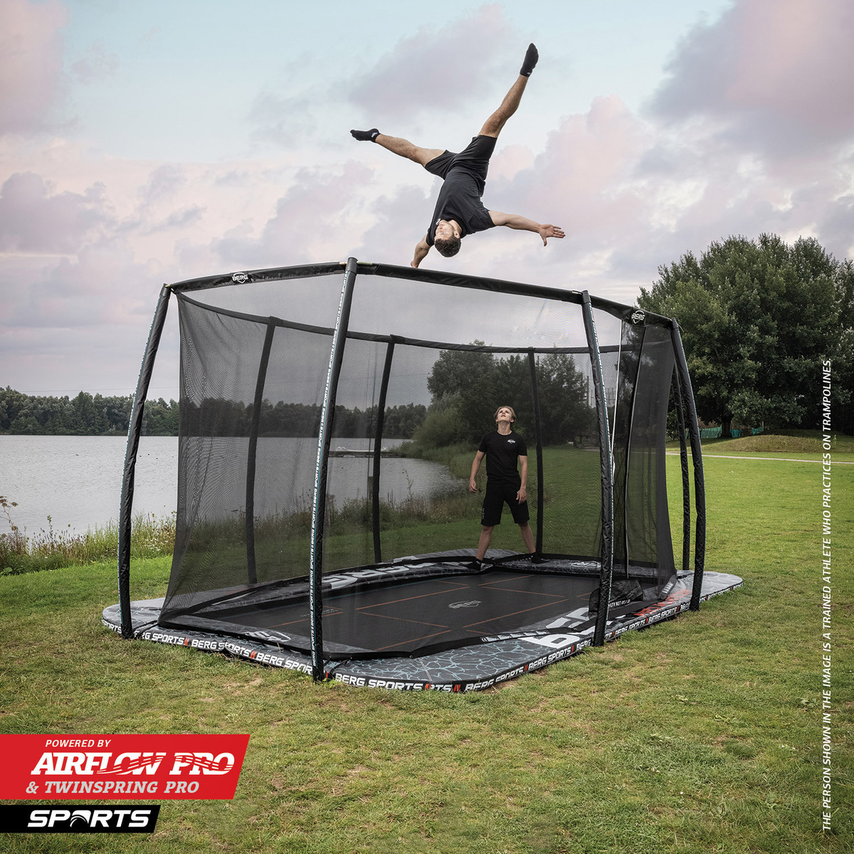 BERG Ultim Pro Bouncer Flatground Trampoline 5x5 + Safety Net XL