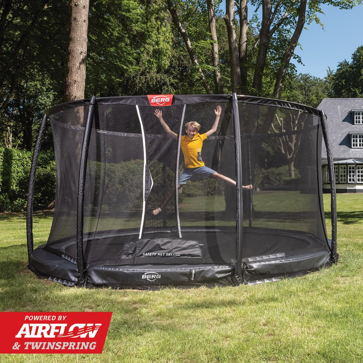 Berg Trampoline Inground Elite 430 Grijs Levels + Safety Net Deluxe