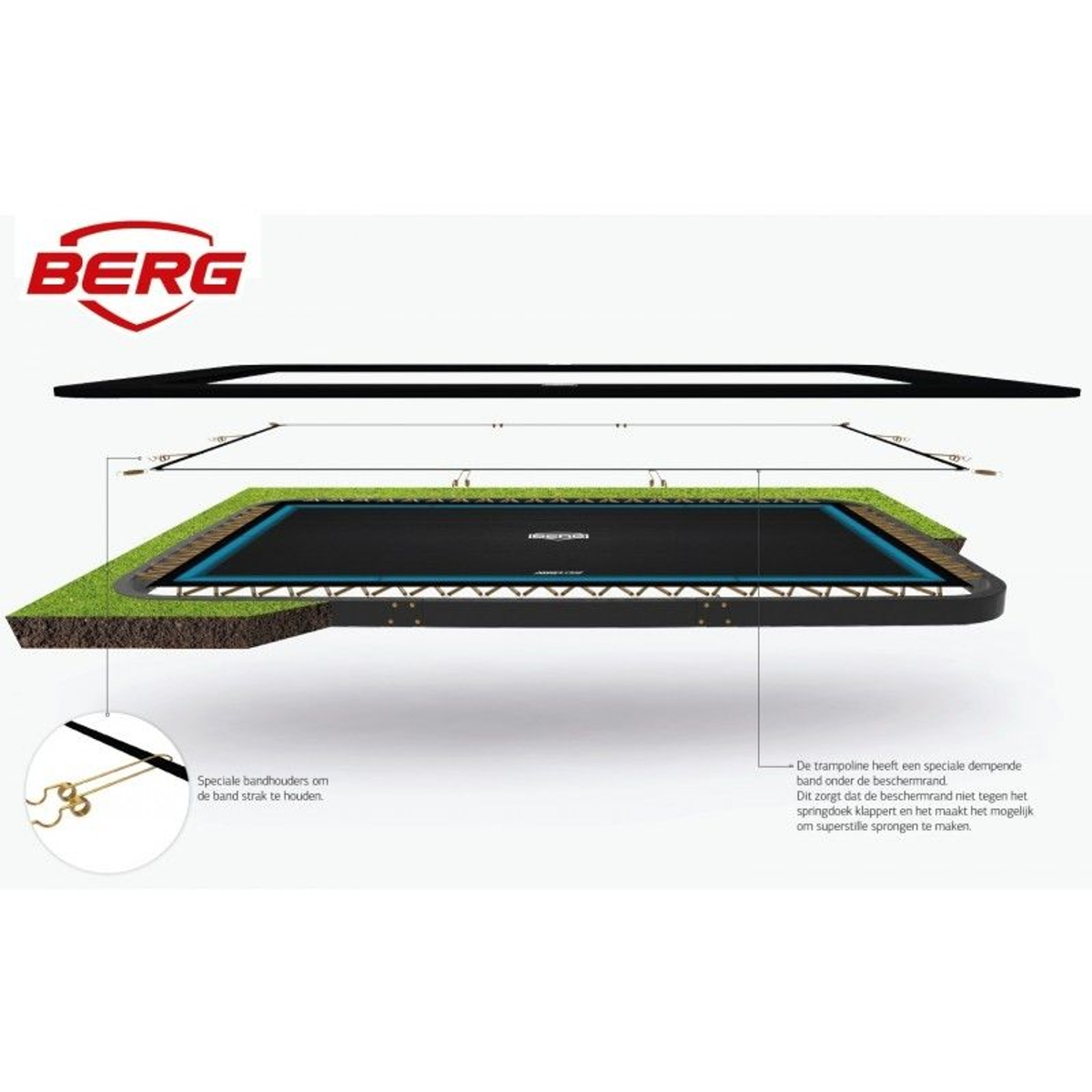 BERG Trampoline Ultim Elite FlatGround 500 Black + Aerowall 2x2 BLK&GRY
