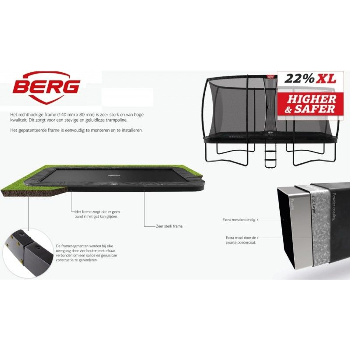 BERG Trampoline Ultim Elite FlatGround 500 Black + Aerowall 2x2 BLK&GRY