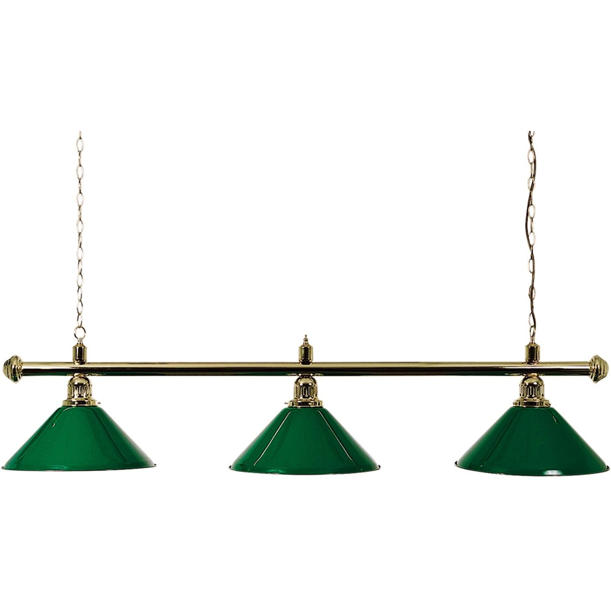 Biljartlamp pool met drie kappen Groen