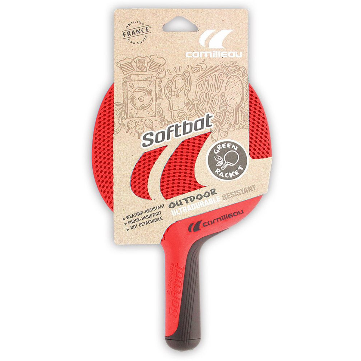 Cornilleau Softbat Rood Outdoor Tafeltennisbat