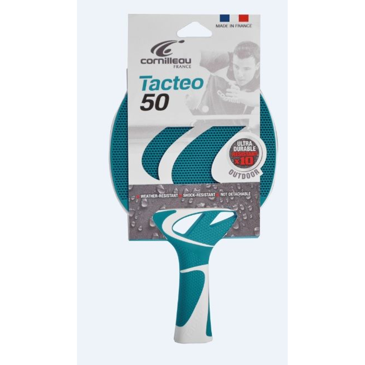Cornilleau Tacteo 50 Turquoise Outdoor Tafeltennisbat