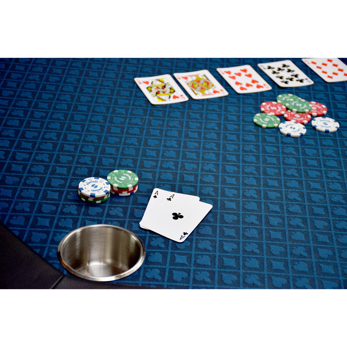 Table de poker octogonale Texas 8 personnes Bleu