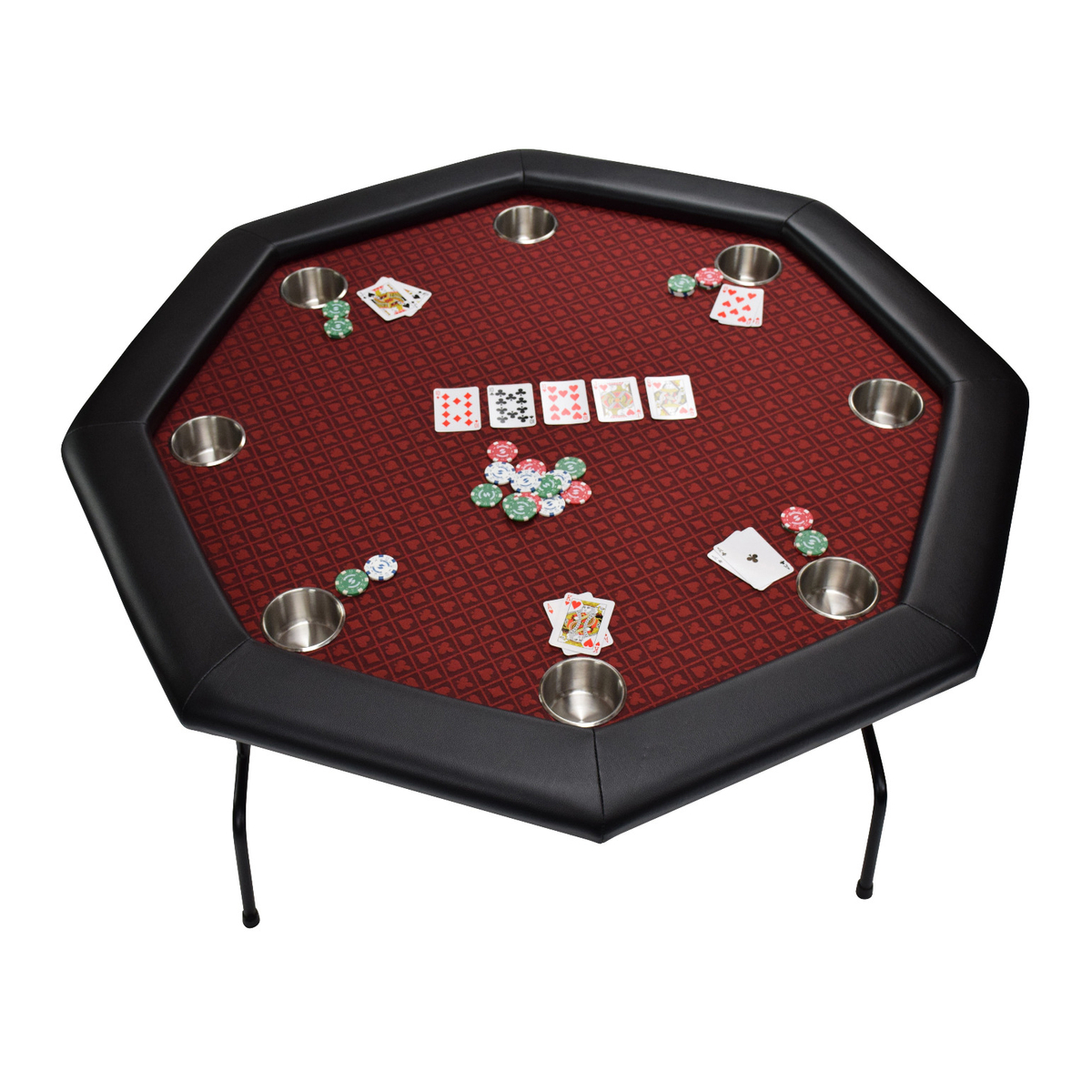 Table de poker octogonale Texas 8 personnes Rouge