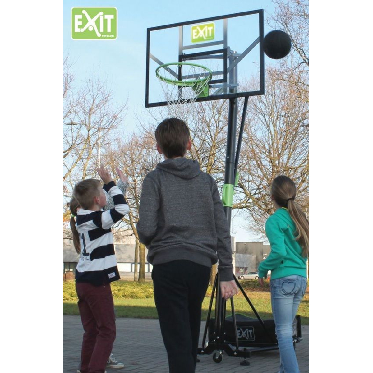 Panneau de basket mobile à roulettes avec cercle dunk EXIT Galaxy - vert/noir