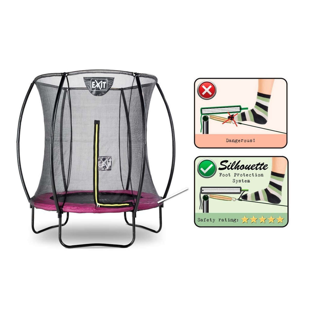Exit Trampoline Silhouette 183 Pink + Safety Net