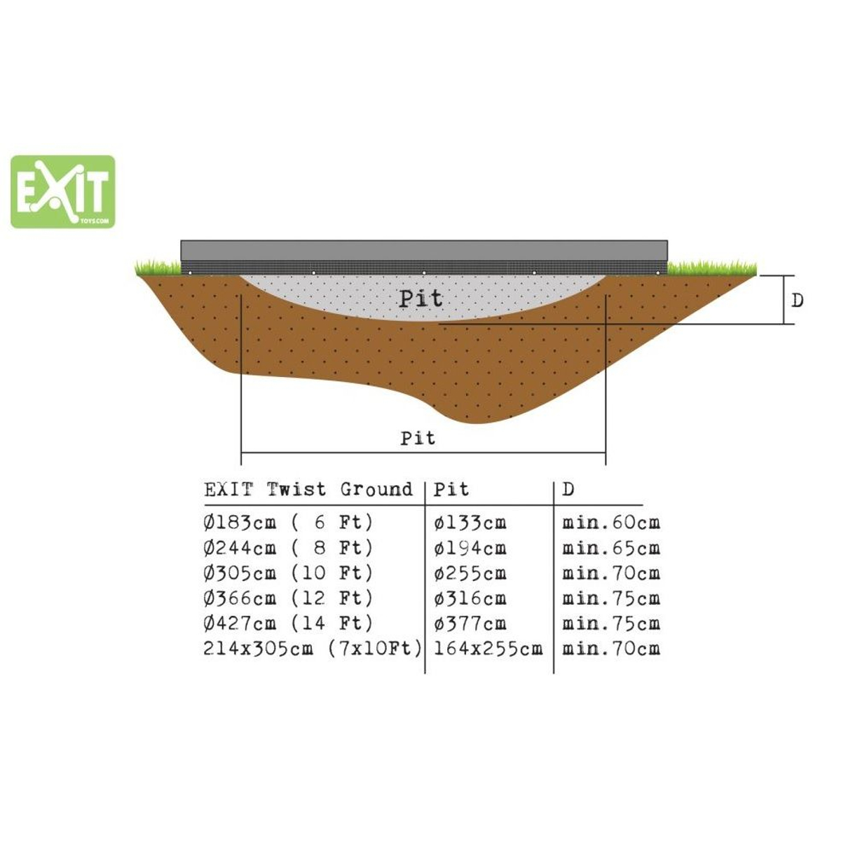 Exit Trampoline Twist Inground 366 Roze/Grijs + Safetynet