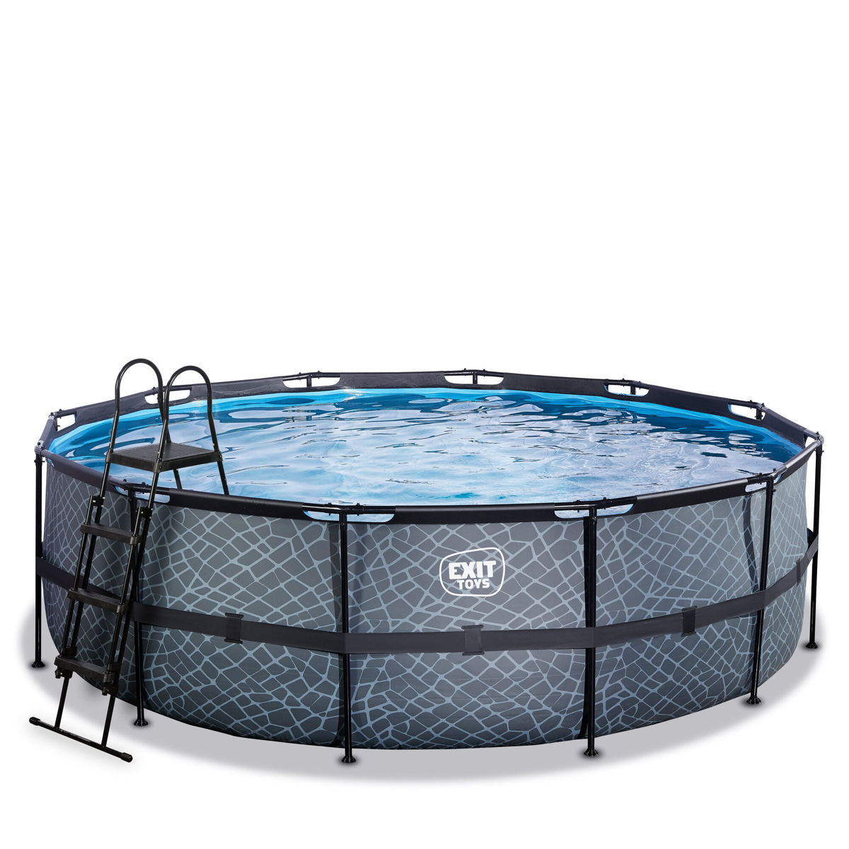 EXIT Piscine en pierre ø450x122cm avec pompe à sable - gris