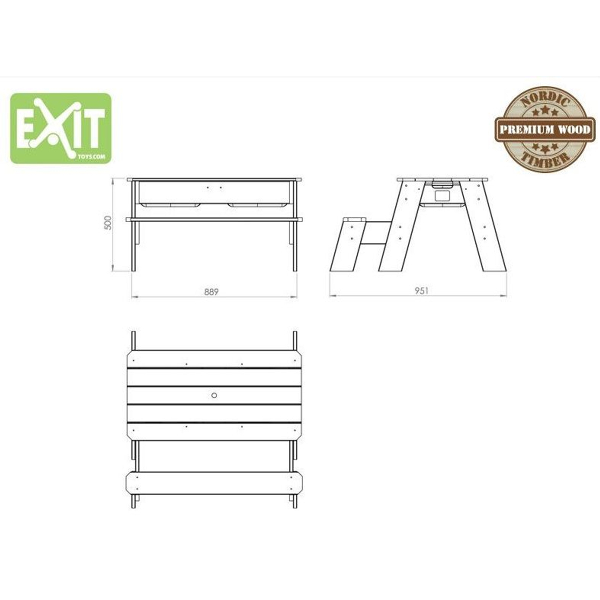 EXIT Aksent Zand-, Water- en Picknicktafel (1 bankje) Deluxe 