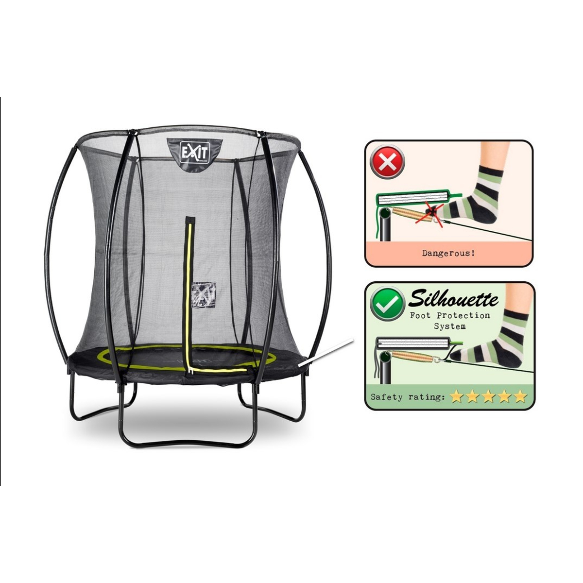 Exit Trampoline Silhouette 183 Black + Safety Net 