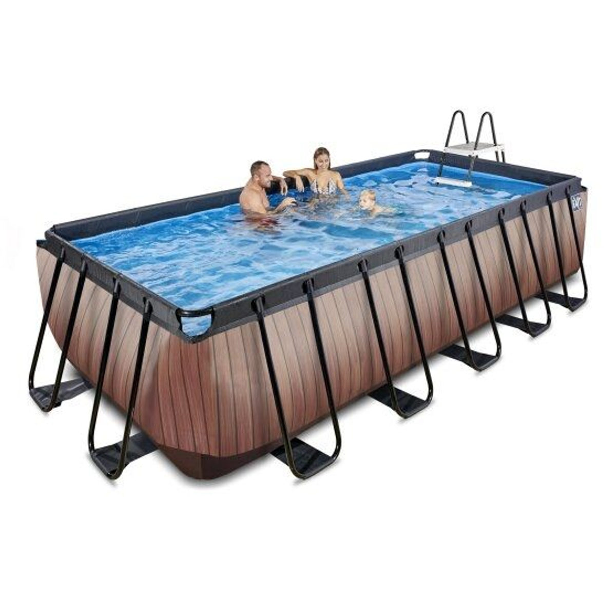 EXIT Wood zwembad 540x250x122cm met zandfilterpomp - bruin