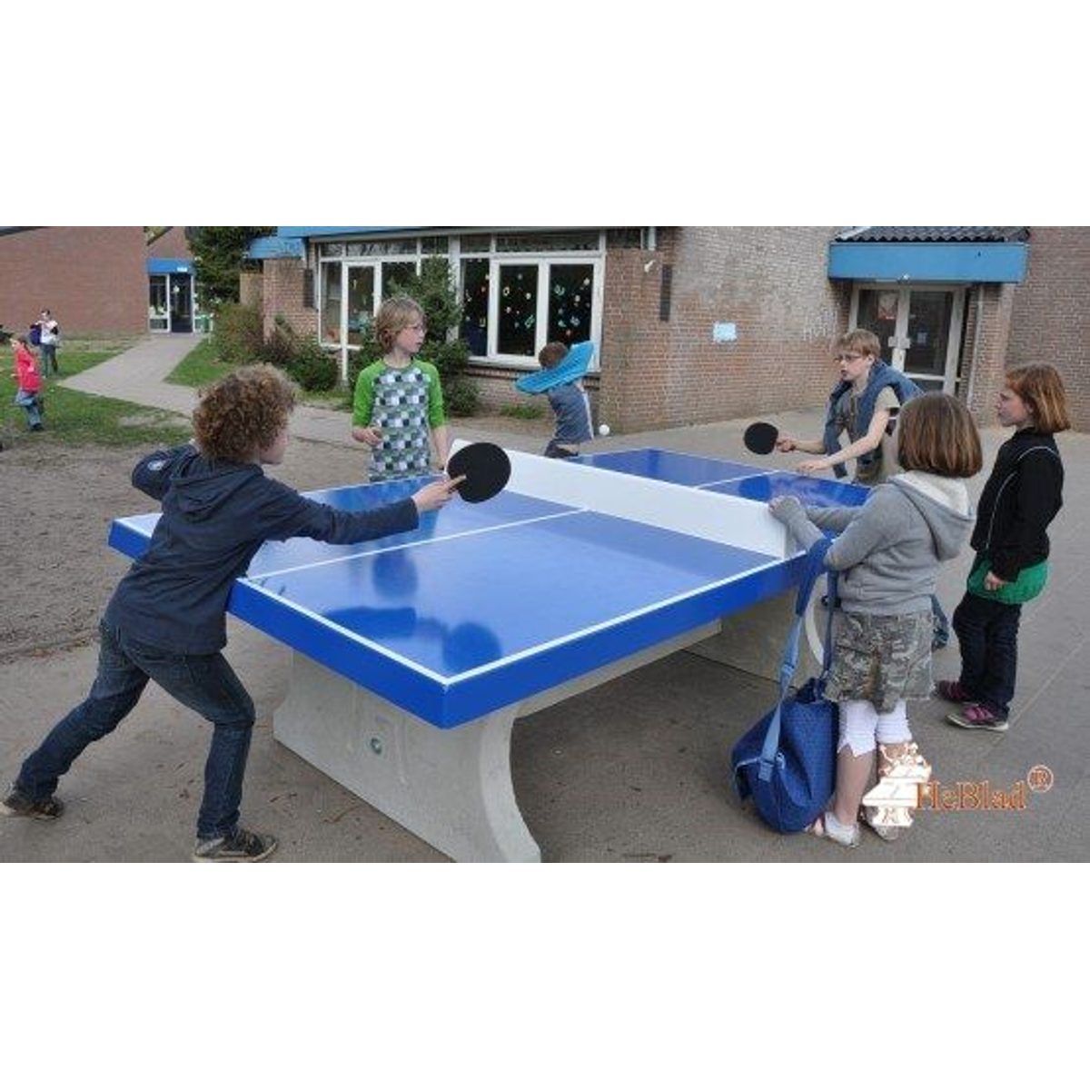 Heblad Tafeltennistafel Beton Blauw Rechte Hoek