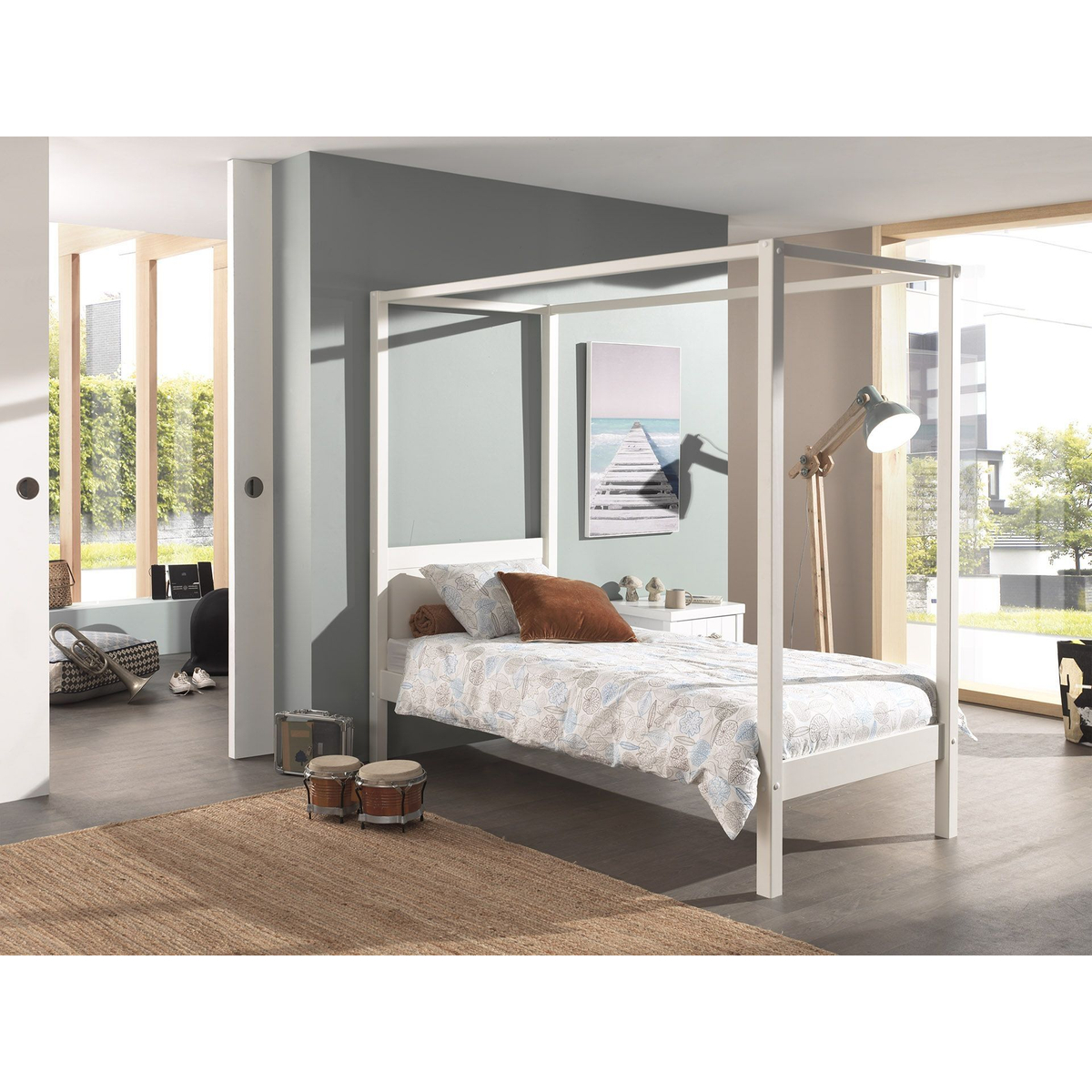 Hemelbed Roos 90x200 - Wit