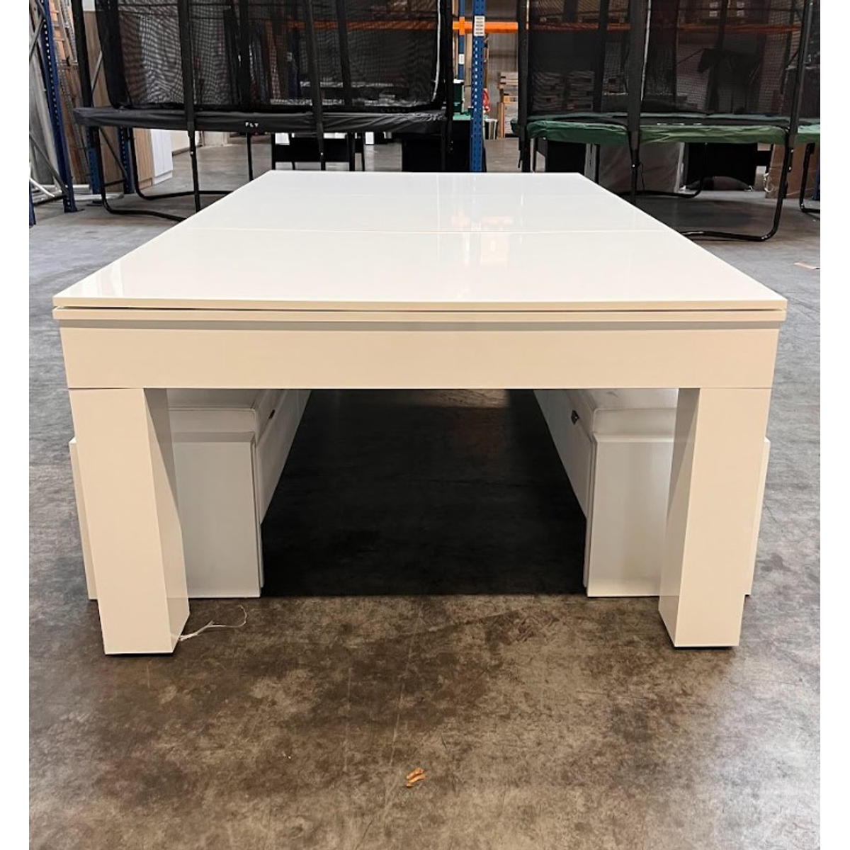 [Tweedekans] Milano Pooltafel & Eettafel 7.5 ft Piano Wit High Gloss