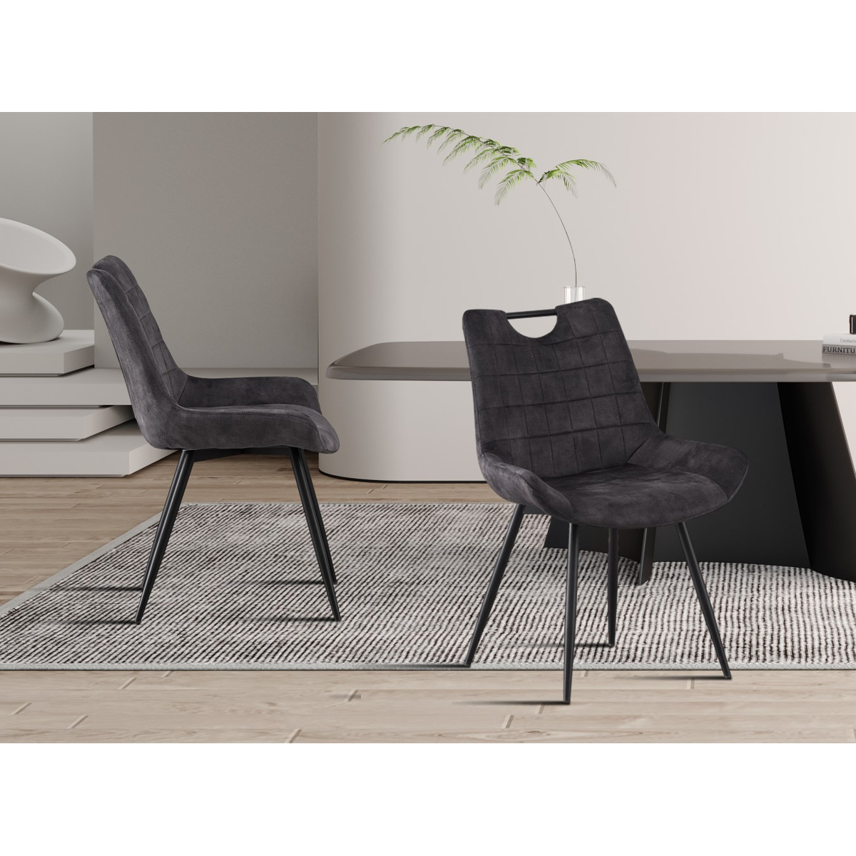 Interiax Chaise de salle à manger Alix Velvet Grey