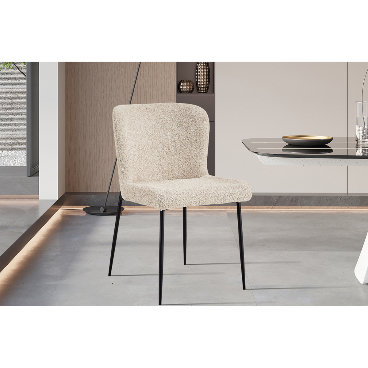 Interiax Chaise de salle à manger Flo Bouclé Beige