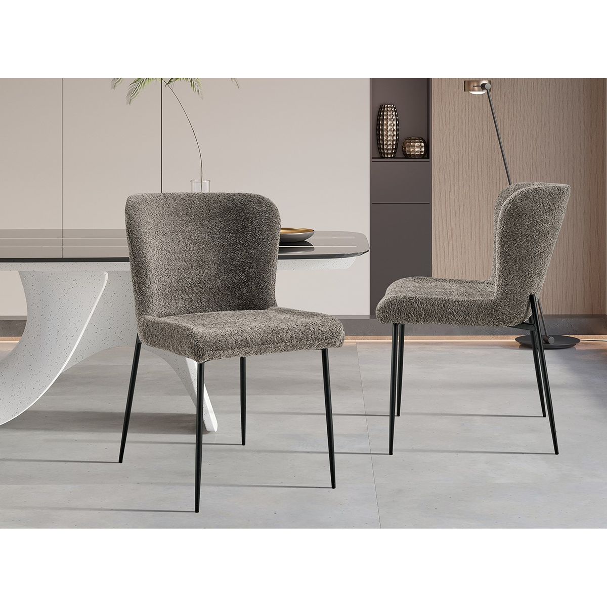 Interiax Eetkamerstoel Flo BouclÃ© Zand