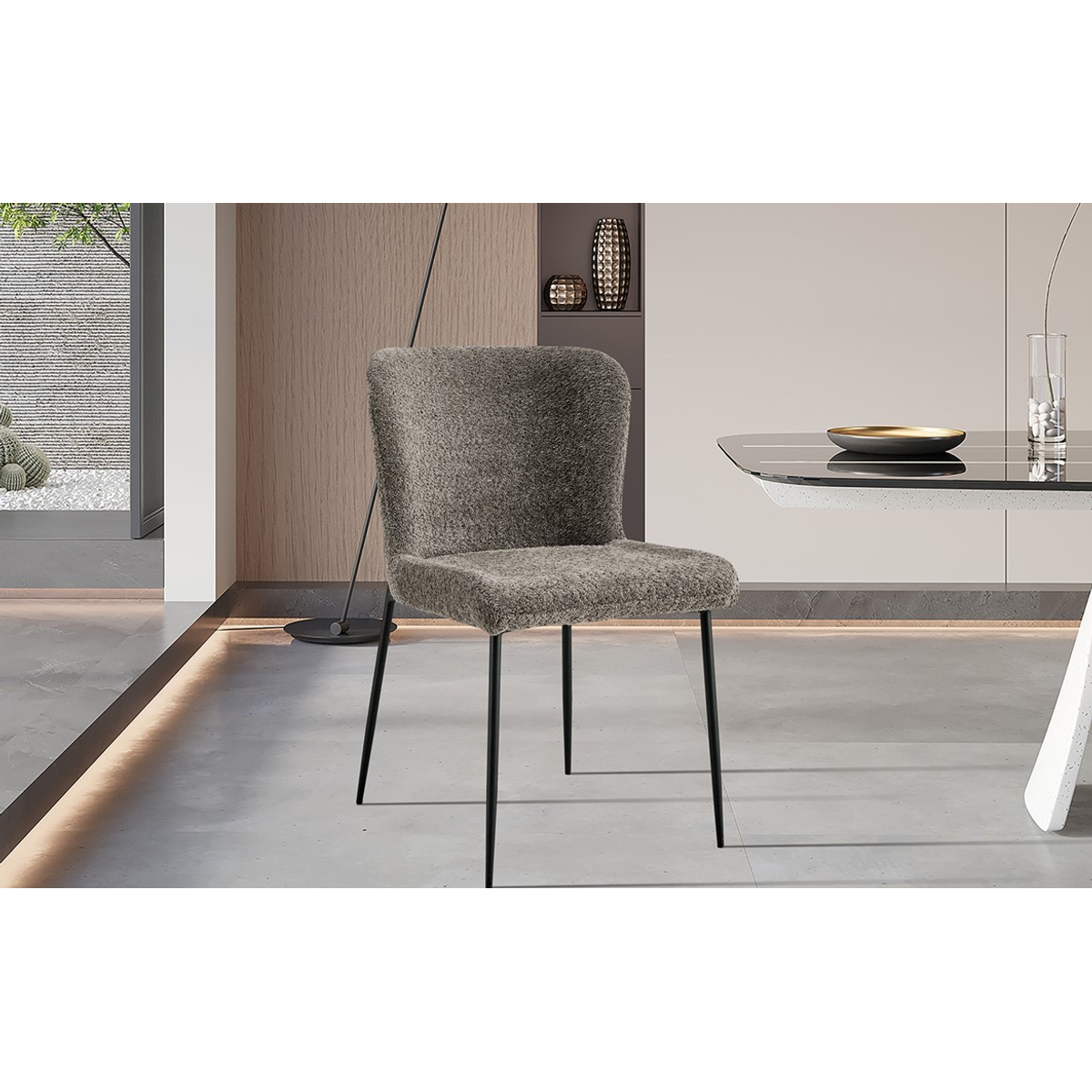 Interiax Eetkamerstoel Flo BouclÃ© Zand