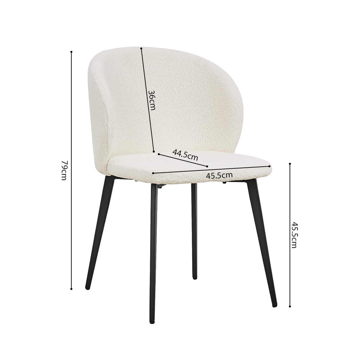 Interiax Chaise de salle à manger Livia Bouclée Blanc