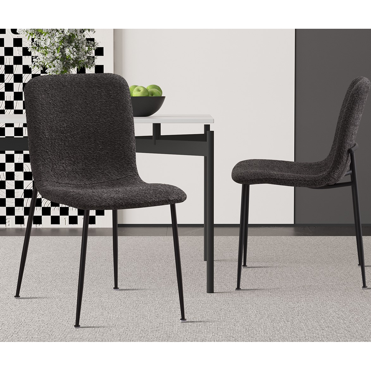 Interiax Chaise de salle à manger Mona Bouclé Gris