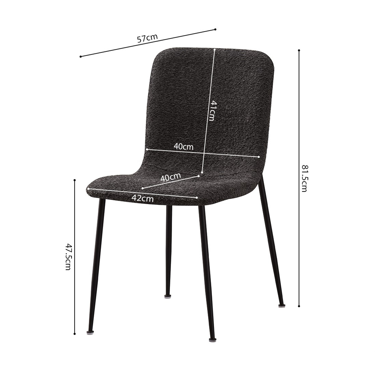 Interiax Chaise de salle à manger Mona Bouclé Gris