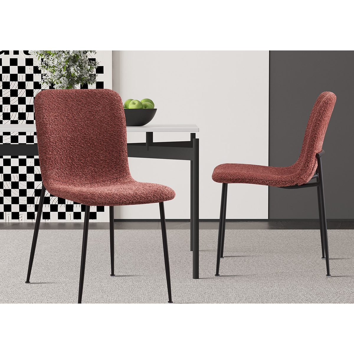 Interiax Eetkamerstoel Mona BouclÃ© Roze