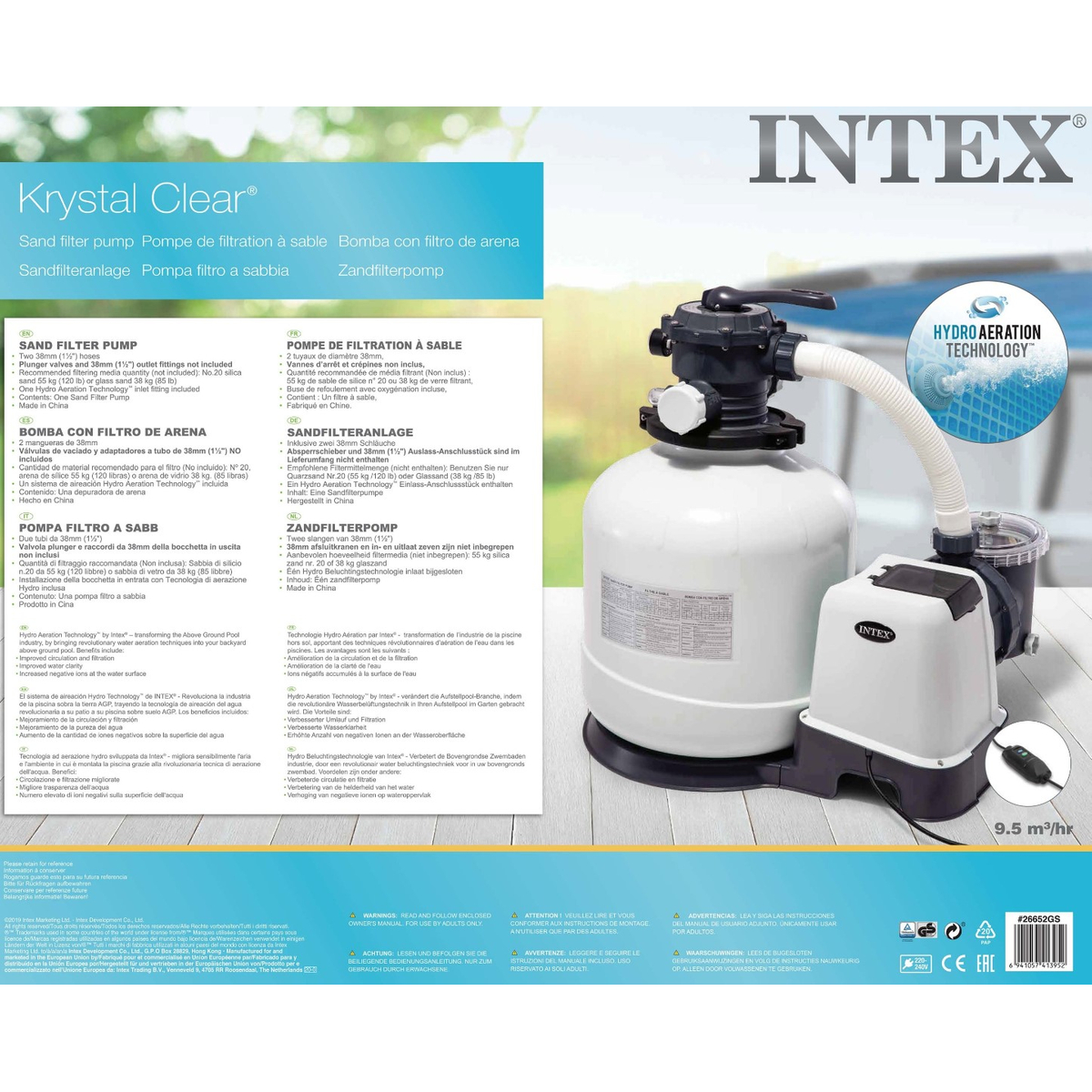 Intex 26652 Krystal Clear Zandfilter Pomp 12.000L/U - 12m3/h