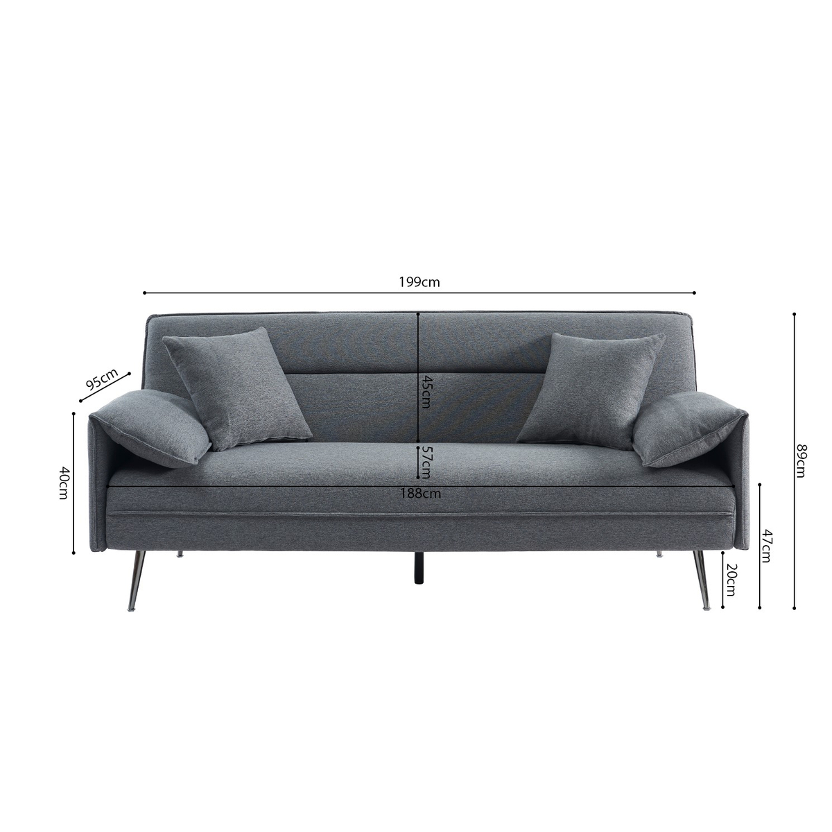 Interiax Slaapbank 'Saar' Grijs