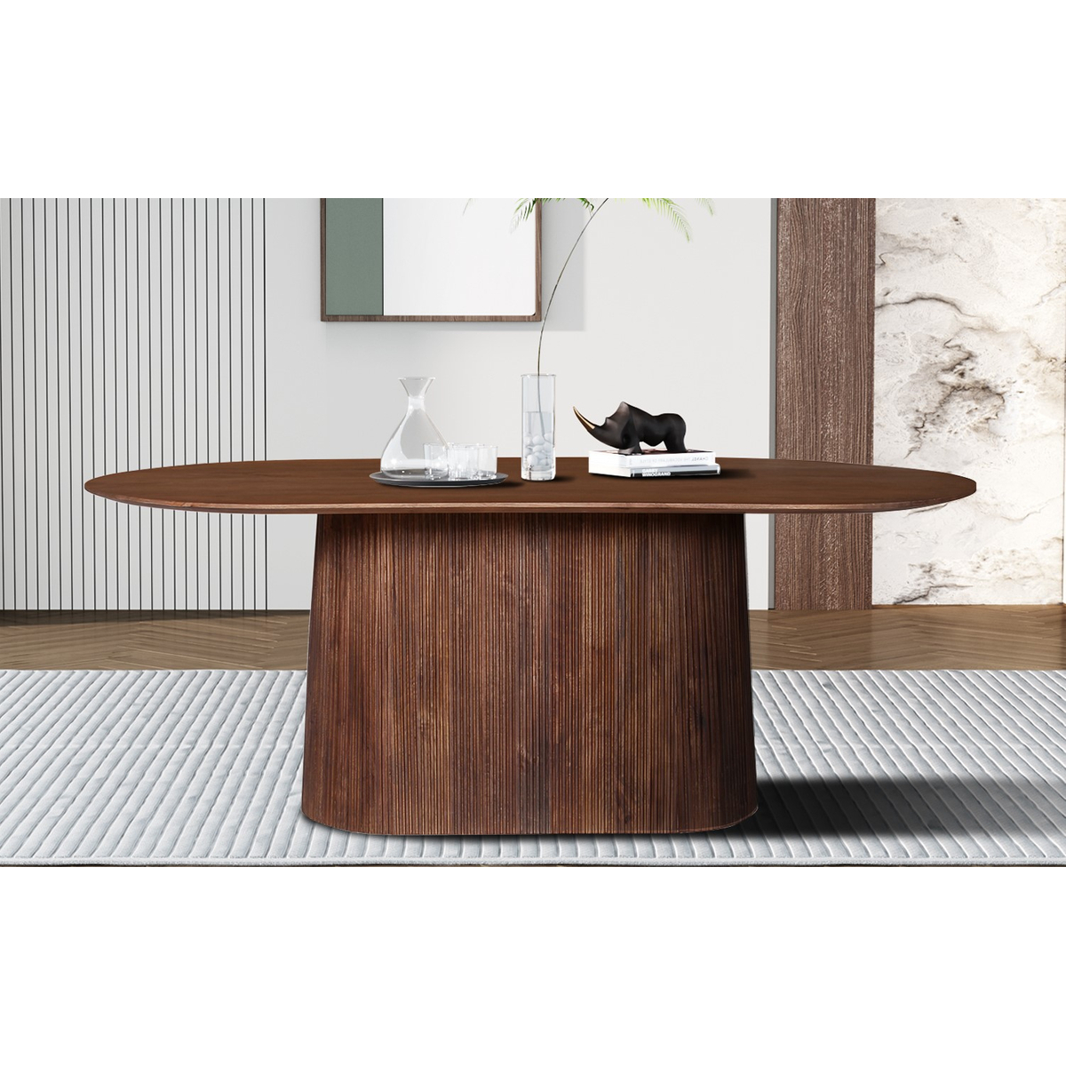 Interiax Eettafel 'Camille' Ovaal 200 cm - Mangohout Bruin - 200x100x76 cm