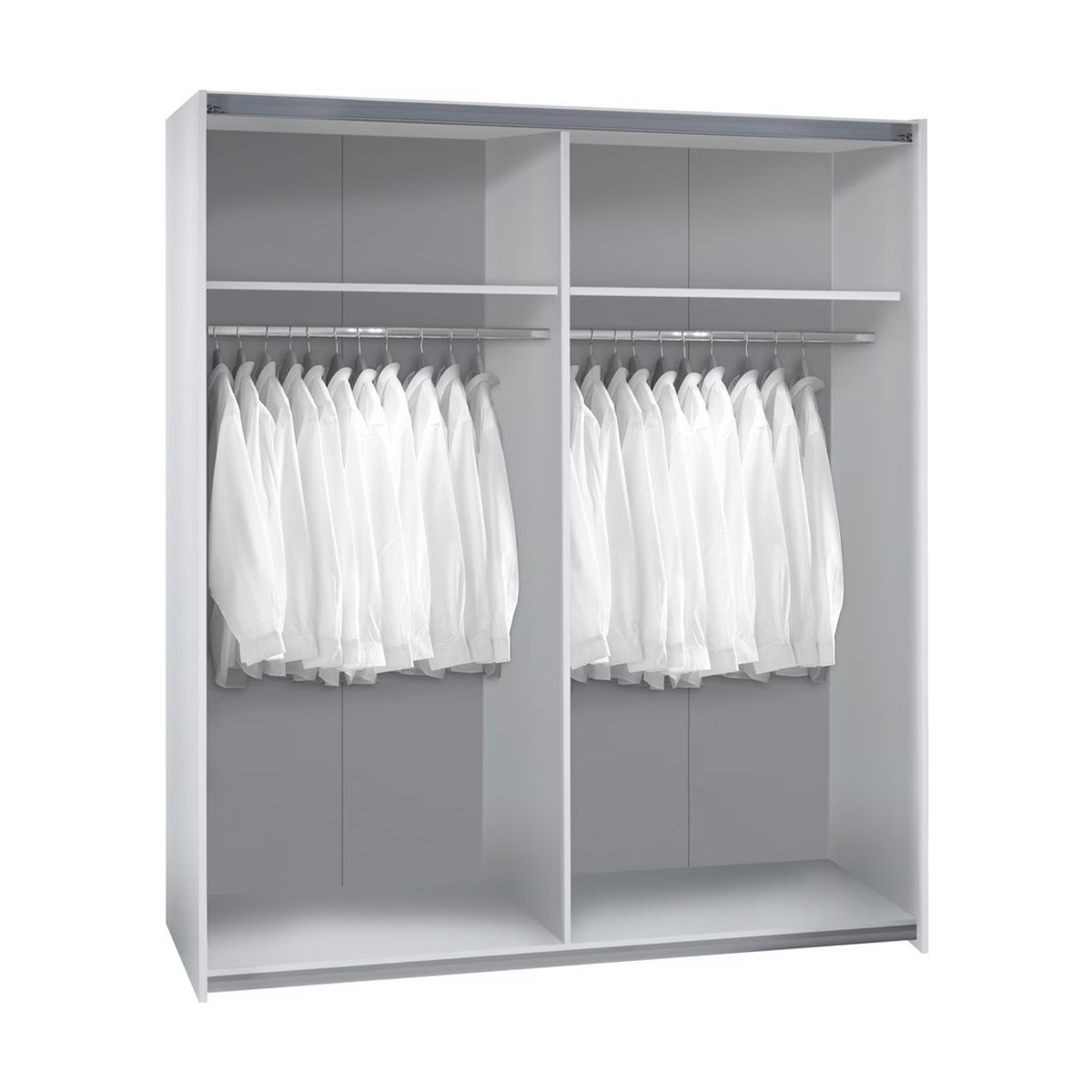 Interiax Kledingkast 'Emma' – Witte Schuifdeurkast met 2 Hangers & 2 Legplanken | 195x170x57.5 cm