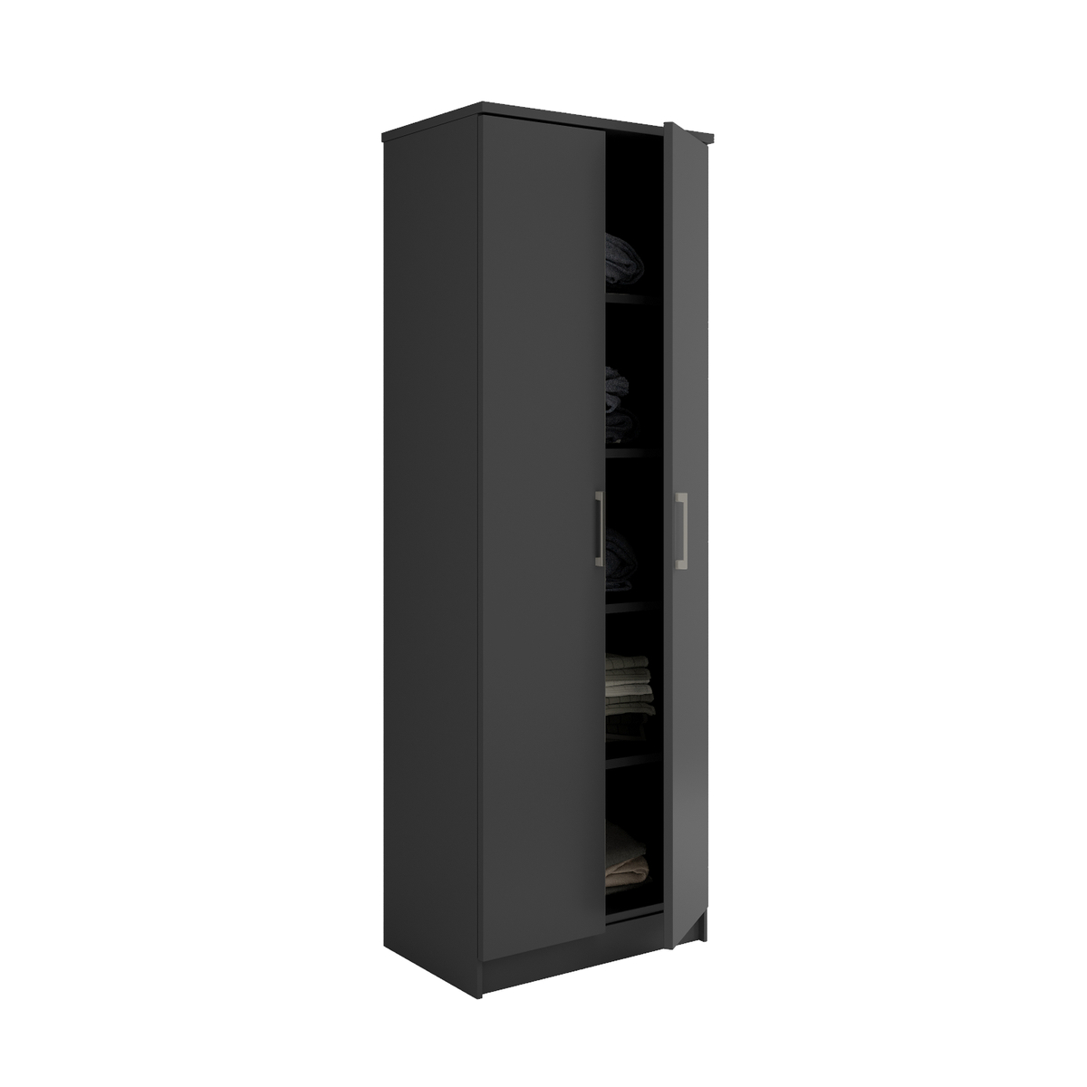 Interiax Armoire de rangement - Armoire 'Amelie' - 2 portes et 4 étagères | Anthracite | 180x80x40 cm