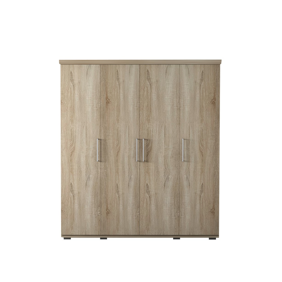 Interiax Kledingkast 'Mila' – 4 Deuren, 1 Hanger & 6 Legplanken | Sonoma Eik | 183x160x52cm