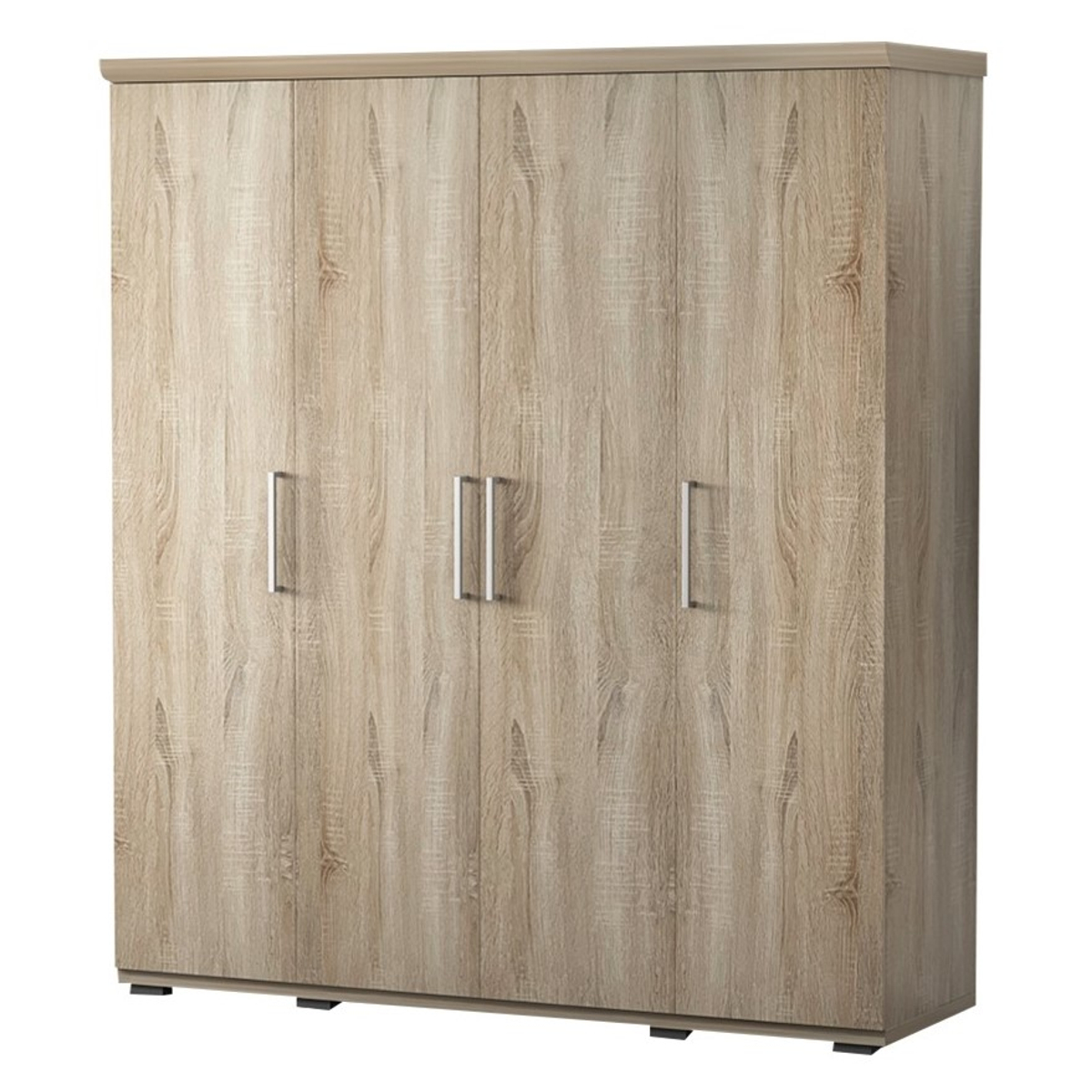 Interiax Kledingkast 'Mila' – 4 Deuren, 1 Hanger & 6 Legplanken | Sonoma Eik | 183x160x52cm