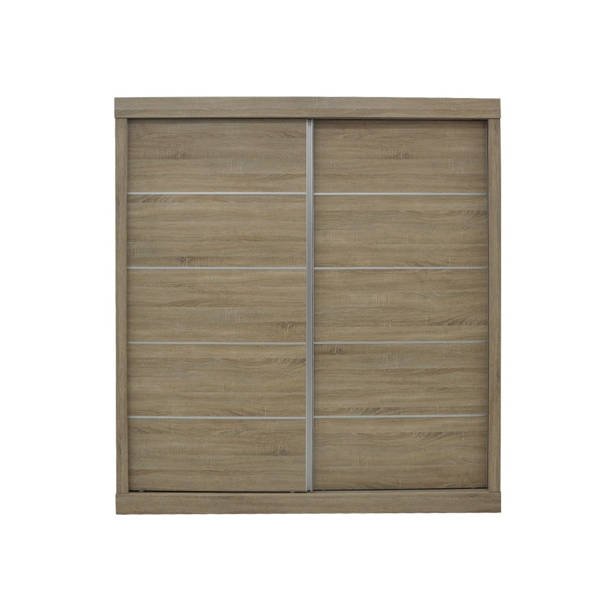 Interiax Kledingkast 'Mila' – Sonoma Eik Schuifdeurkast met 1 Hanger & 4 Legplanken | 197.5x182.5x52.5 cm