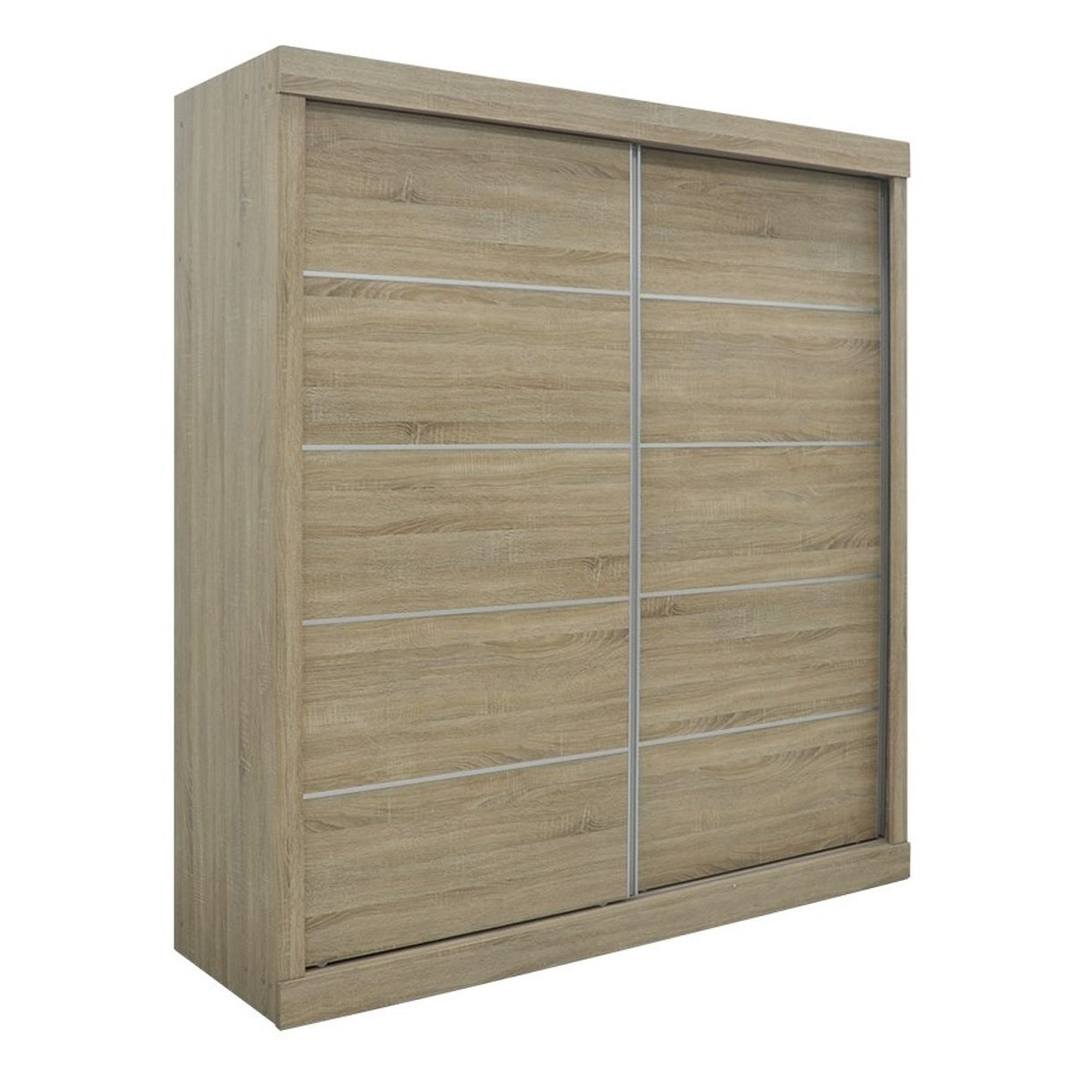 Interiax Kledingkast 'Mila' – Sonoma Eik Schuifdeurkast met 1 Hanger & 4 Legplanken | 197.5x182.5x52.5 cm