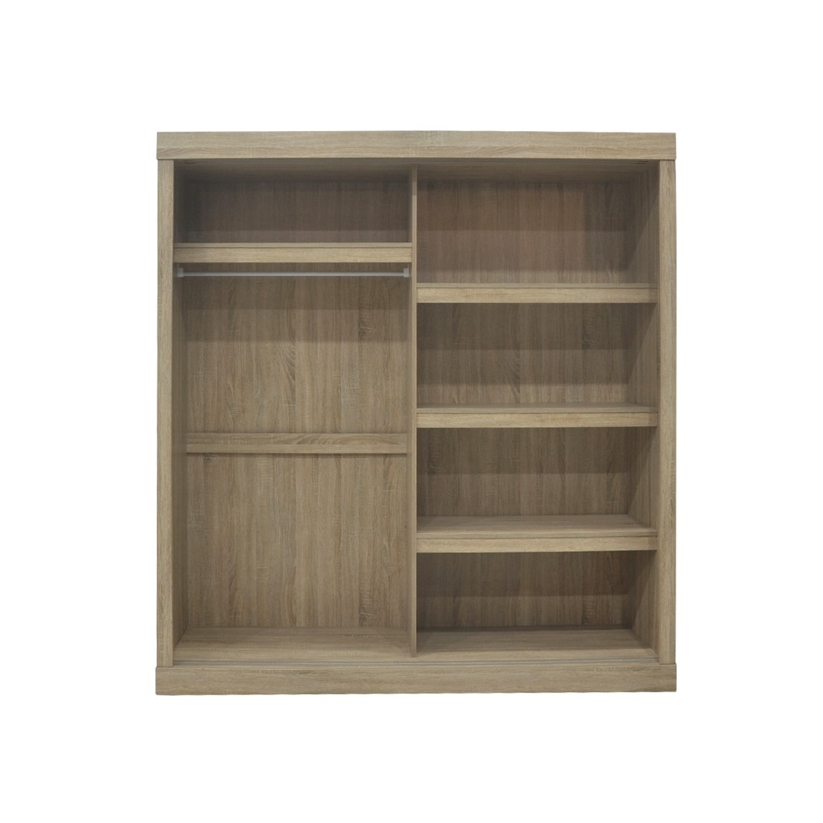 Interiax Kledingkast 'Mila' – Sonoma Eik Schuifdeurkast met 1 Hanger & 4 Legplanken | 197.5x182.5x52.5 cm