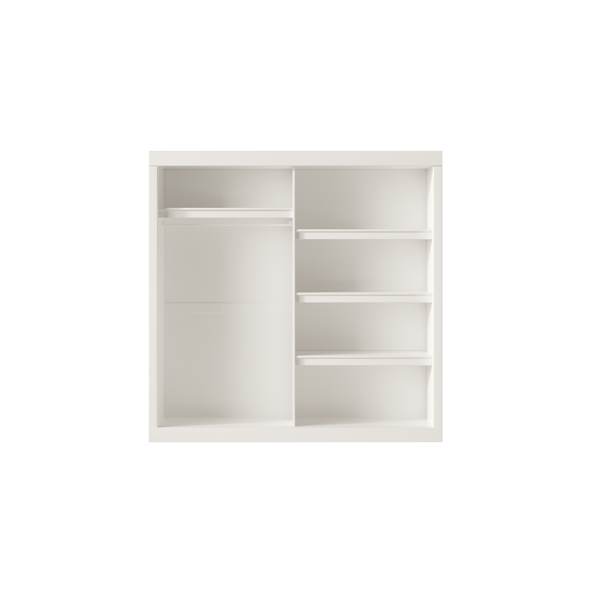 Interiax Wardrobe 'Mila' - White Sliding Door Wardrobe with 1 Hanger, 4 Shelves & Mirror | 197.5x182.5x52.5 cm