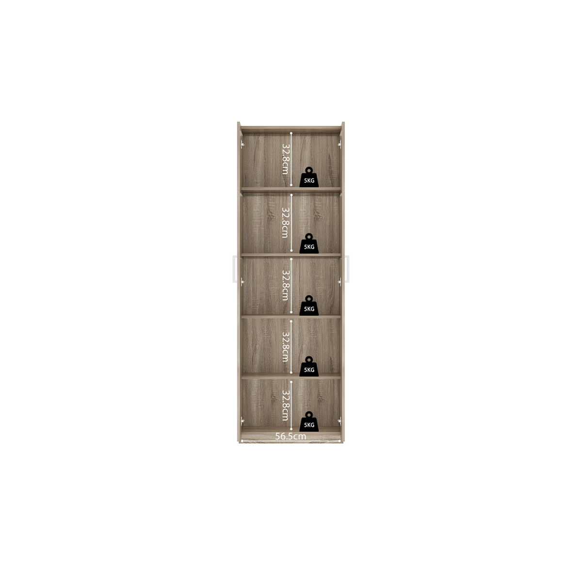 Interiax Opbergkast - Kledingkast 'Mila' - 2 Deuren & 4 Legplanken | Sonoma Eik | 180x60x42 cm