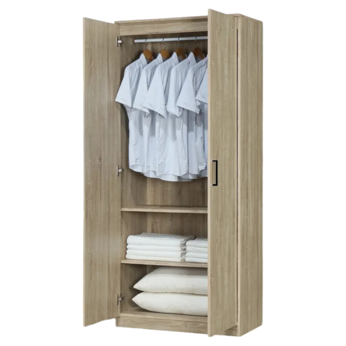 Interiax Opbergkast - Kledingkast 'Lucas' - 2 Deuren, 1 Hanger & 2 Legplanken | Sonoma Eik | 184x80x42 cm